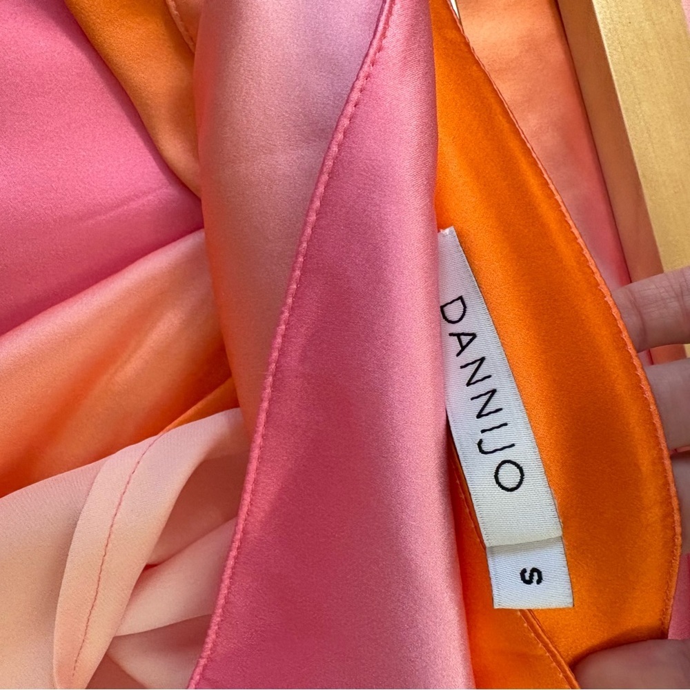 Dannijo || Silk Dye Midi Skirt Pink Orange Small - Picture 10 of 10